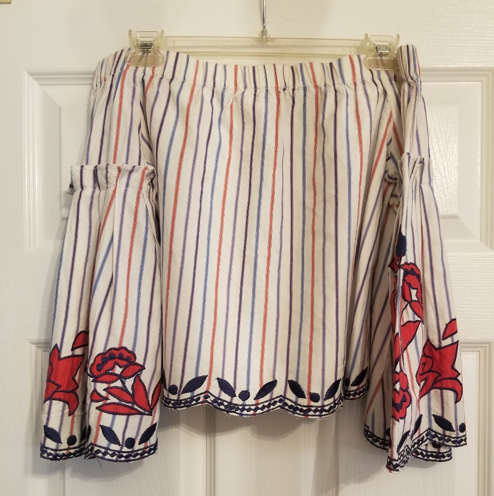 NWOT Parker Off the Shoudler Top with Embroidery